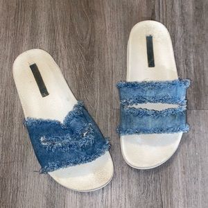 Womens Denim Slides Sandals